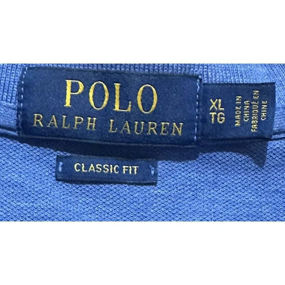 POLO RALPH LAUREN MEN'S SOFT  BLUE POLO‎ SHIRT SIZE XL EXCELLENT